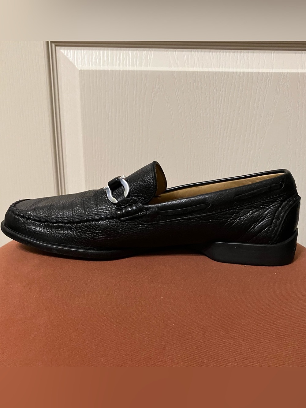 Salvatore Ferragamo GANCINI Loafers TEXTURED LEATHER Black -Sz 7 D Made in Italy - Picture 7 of 16